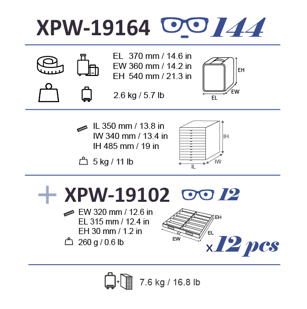 XPW-19060+XPW-19164 DRAWER DUO SET 288 OPT BLACK