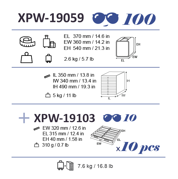 XPW-19060+XPW-19059 DRAWER SET 144 OPT + 100 SOL BLACK